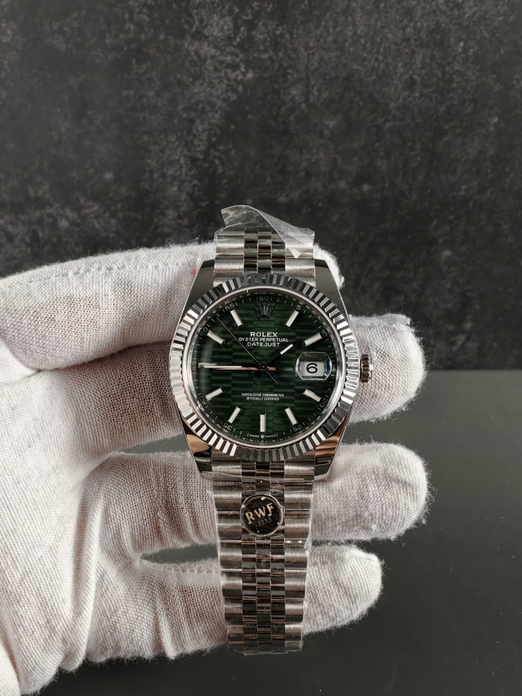 RW Green Motif Datejust | 41mm | Free-Sprung JH3235 Super Clone Movement | Jubilee Bracelet | Fluted Bezel