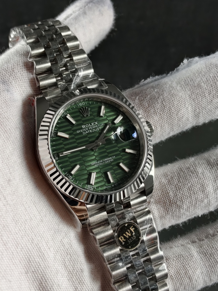 RW Green Motif Datejust | 41mm | Free-Sprung JH3235 Super Clone Movement | Jubilee Bracelet | Fluted Bezel