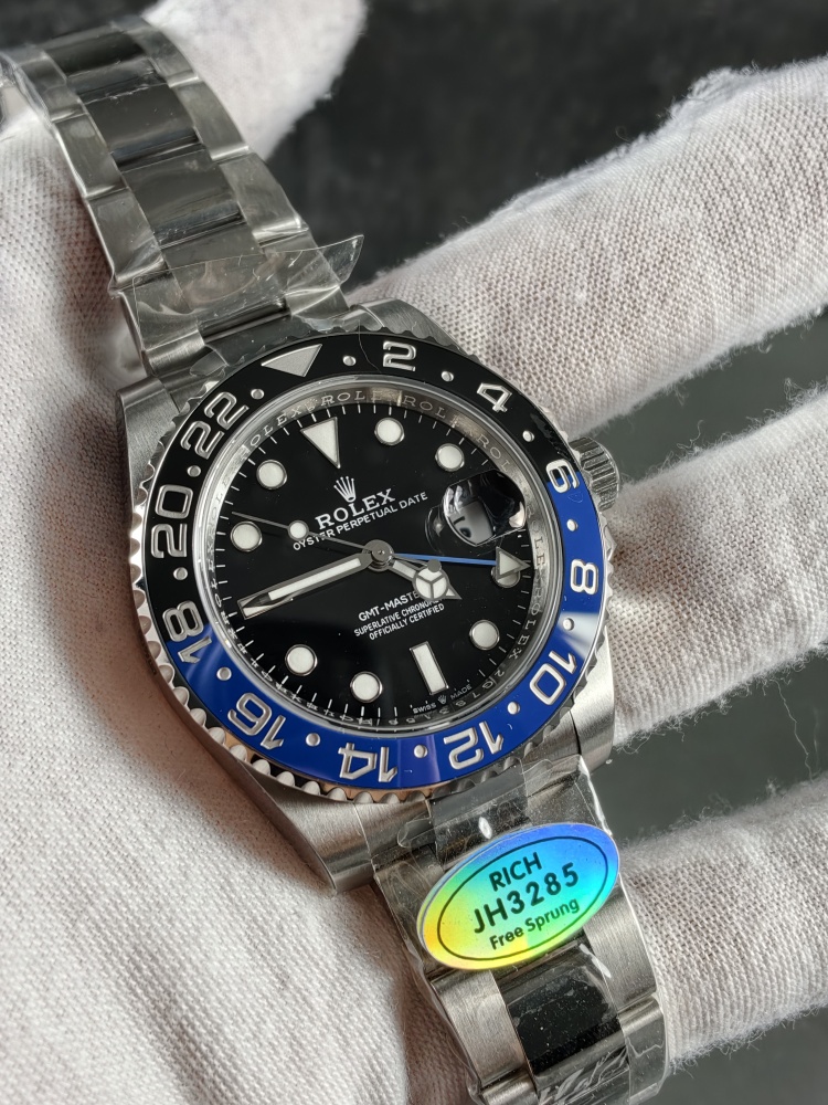 RICH GMT-Master II Batman | 40mm | Free-Sprung JH3285 Super Clone GMT Movement | Oyster Bracelet