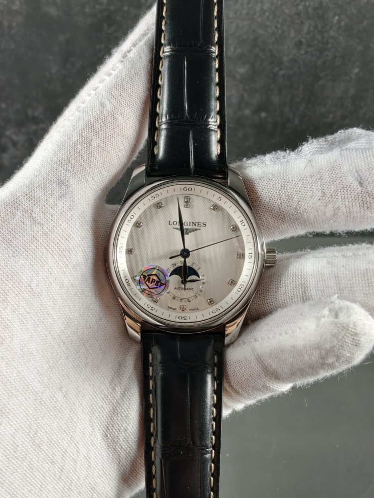 APSF Longines Master Collection Moonphase | 40mm | Silver Dial | Black Leather Strap | L899 Clone Automatic Movement