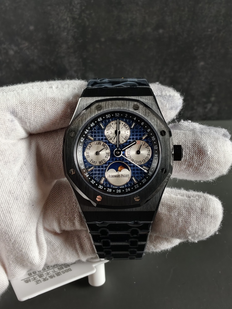 BBS Royal Oak Perpetual Calendar Black Ceramic | 41mm | Blue Grande Tapisserie Dial | Super Clone Perpetual Calendar Movement