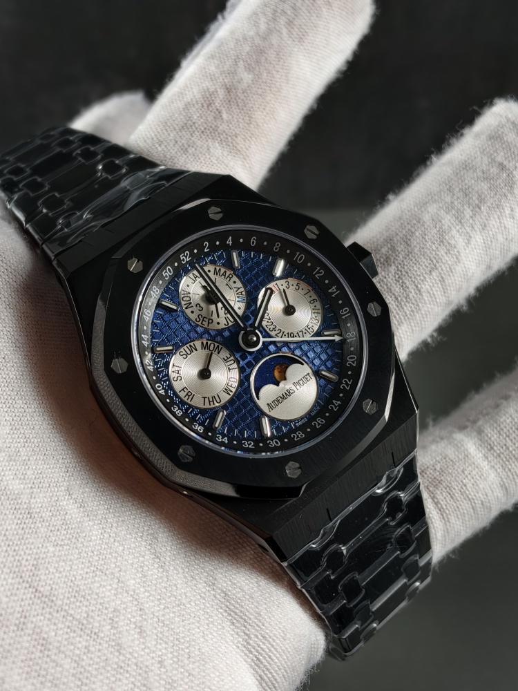 BBS Royal Oak Perpetual Calendar Black Ceramic | 41mm | Blue Grande Tapisserie Dial | Super Clone Perpetual Calendar Movement