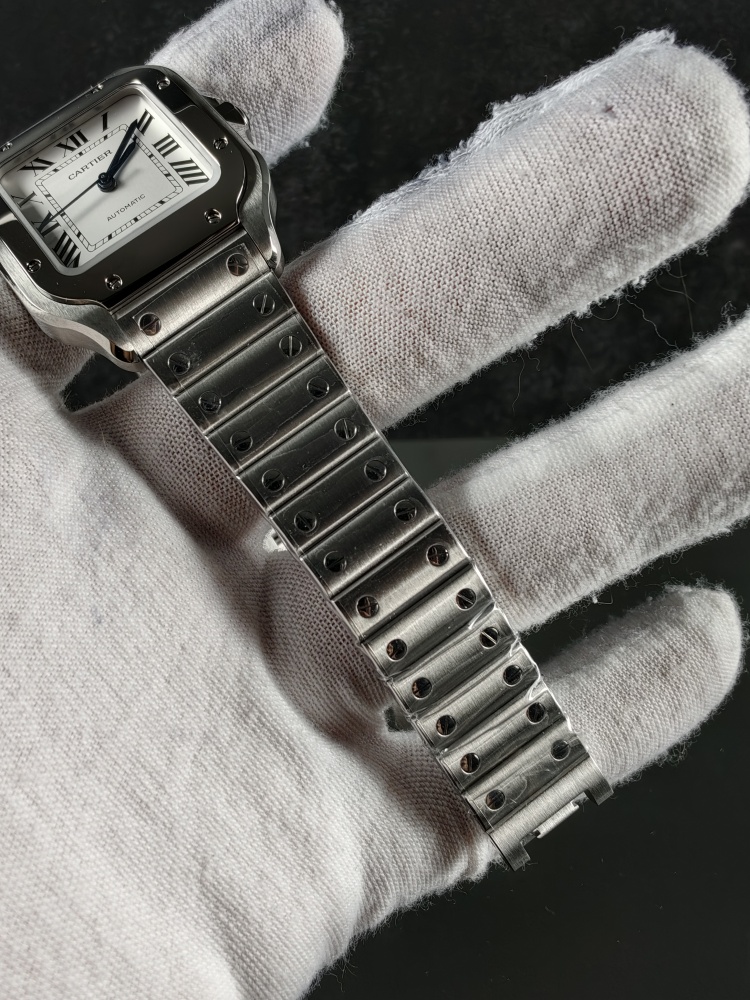 BVF Santos de Cartier Medium White Dial | 35.1mm | Miyota 9015 Automatic Movement | Stainless Steel Bracelet with Extra Leather Strap