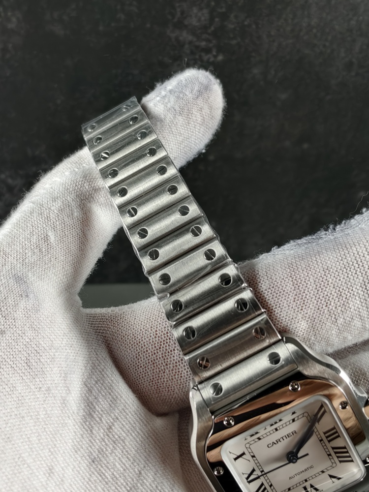 BVF Santos de Cartier Medium White Dial | 35.1mm | Miyota 9015 Automatic Movement | Stainless Steel Bracelet with Extra Leather Strap