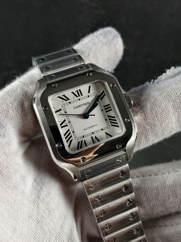 BVF Santos de Cartier Medium White Dial | 35.1mm | Miyota 9015 Automatic Movement | Stainless Steel Bracelet with Extra Leather Strap