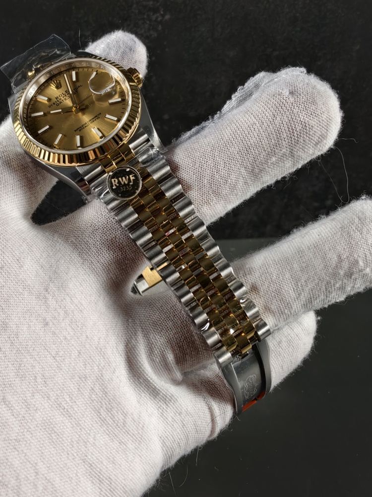 RW Datejust Yellow Gold Two-Tone | 36mm | Free-Sprung JH3235 Super Clone Movement | Gold Dial | Jubilee Bracelet | Fluted Bezel