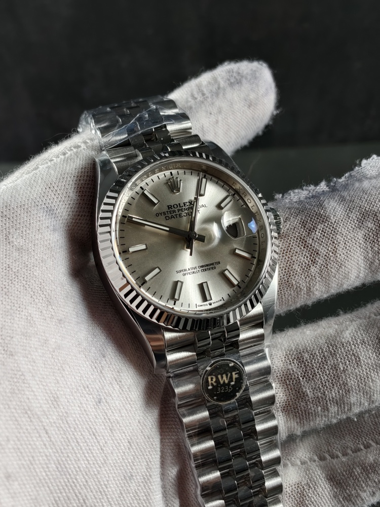 RW Silver Datejust | 36mm | Free-Sprung JH3235 Super Clone Movement | Jubilee Bracelet | Fluted Bezel