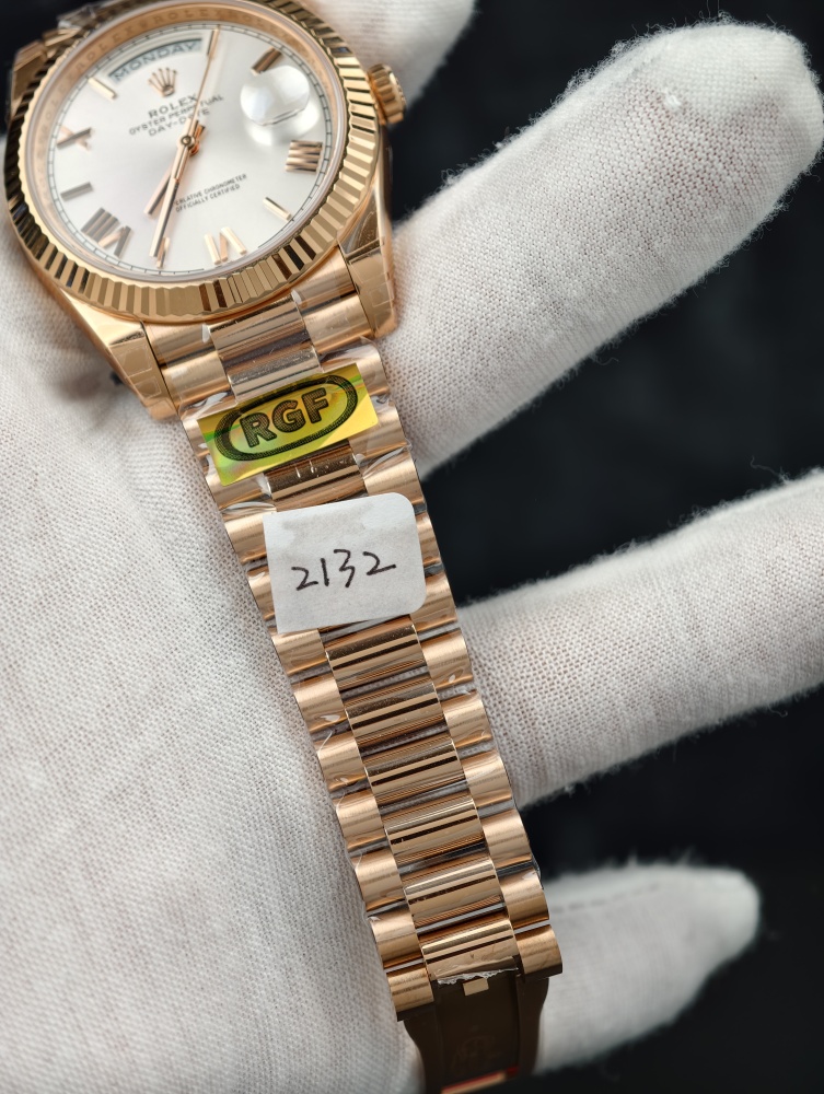 RGF Day-Date 40mm Rose Gold White Dial – Fluted Bezel & President Bracelet