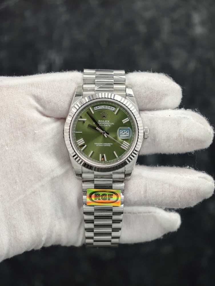 RGF Day-Date 40mm White Gold Green Dial – SH3255 Automatic Movement