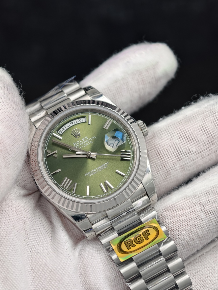 RGF Day-Date 40mm White Gold Green Dial – SH3255 Automatic Movement