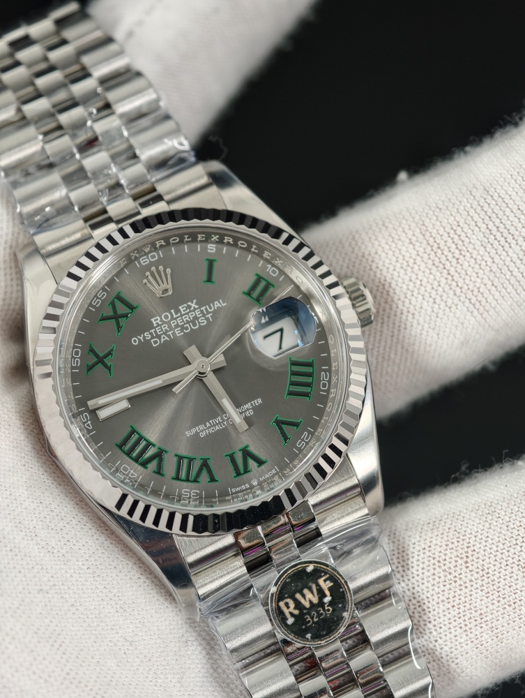 RW Free-Sprung Datejust Wimbledon Dial | 36mm | Free-Sprung JH3235 Super Clone Movement | Jubilee Bracelet | Fluted Bezel