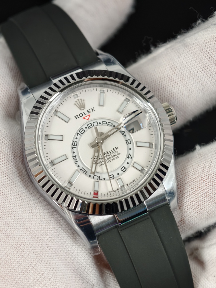 3B Weighted Sky-Dweller White Gold White Dial | 42mm | 186g | Super Clone 9002 Annual Calendar Movement