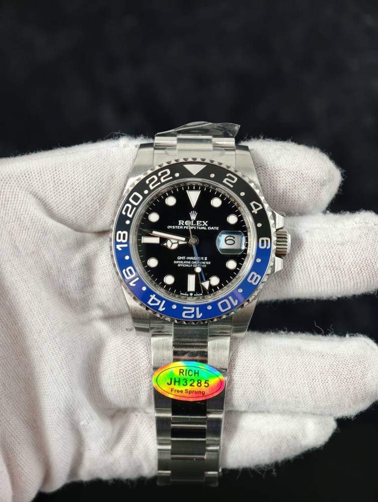 RICH GMT-Master II Batman | 40mm | Free-Sprung JH3285 Super Clone GMT Movement | Oyster Bracelet