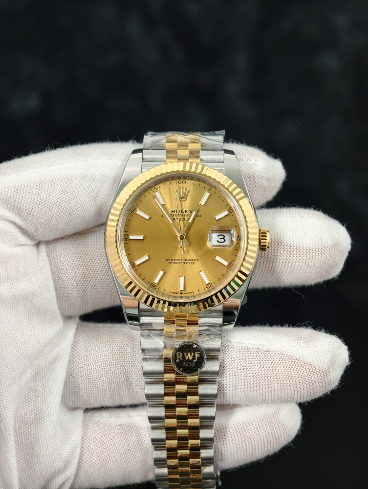 RW Datejust Yellow Gold Two-Tone | 36mm | Free-Sprung JH3235 Super Clone Movement | Gold Dial | Jubilee Bracelet | Fluted Bezel