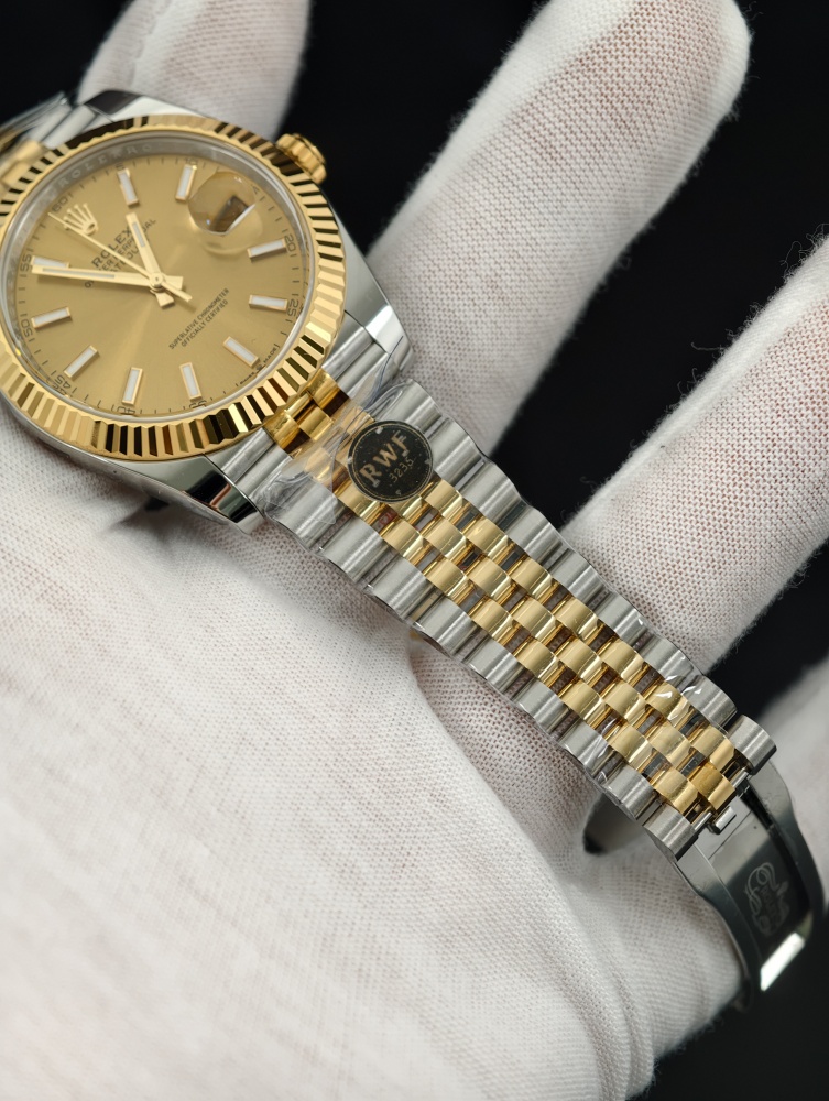 RW Datejust Yellow Gold Two-Tone | 36mm | Free-Sprung JH3235 Super Clone Movement | Gold Dial | Jubilee Bracelet | Fluted Bezel