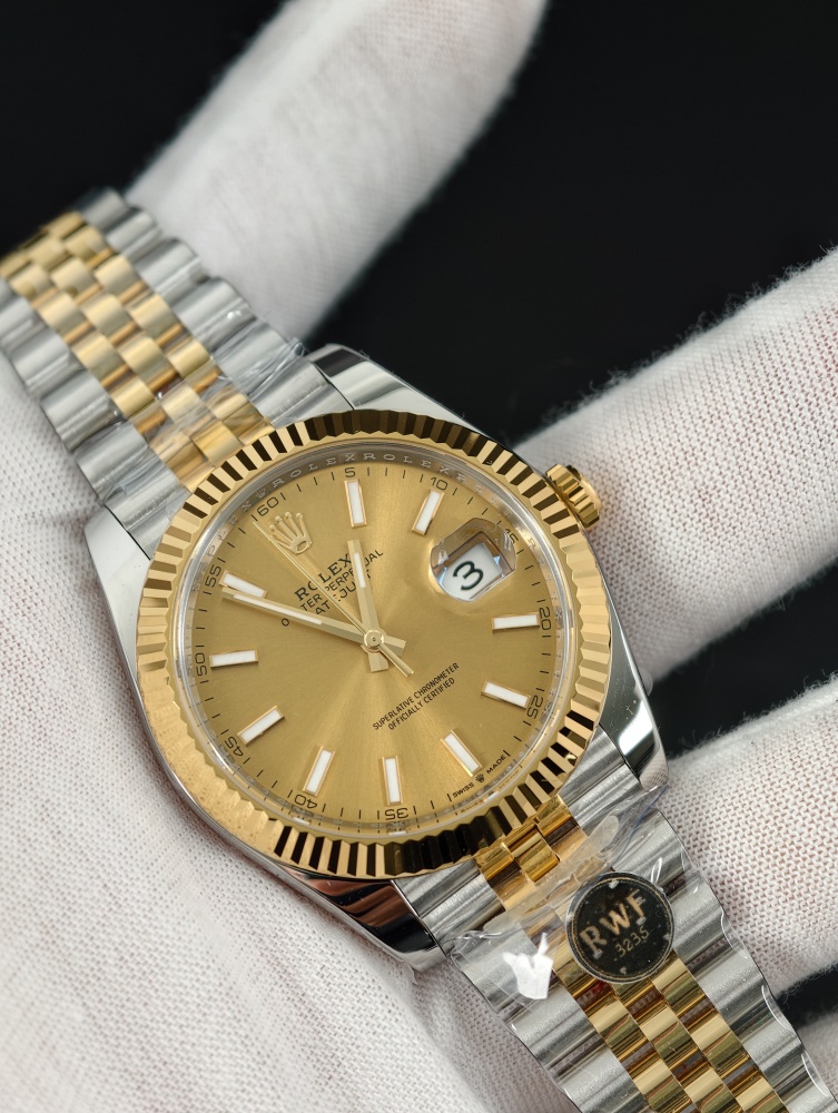 RW Datejust Yellow Gold Two-Tone | 36mm | Free-Sprung JH3235 Super Clone Movement | Gold Dial | Jubilee Bracelet | Fluted Bezel