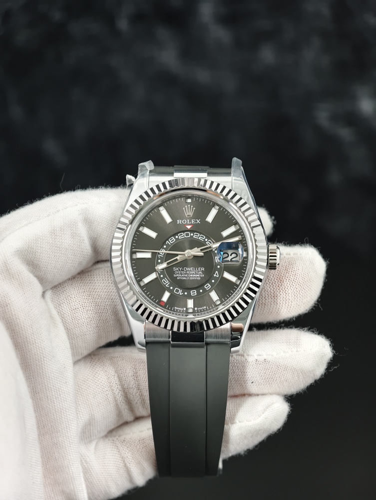 3B Weighted Sky-Dweller Black Dial | 42mm | 186g | Super Clone 9002 Annual Calendar Movement | Oysterflex (Size E+F)