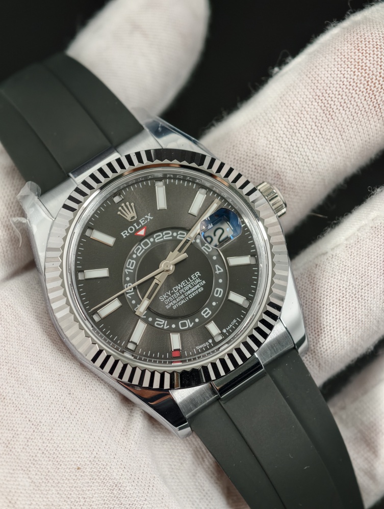 3B Weighted Sky-Dweller Black Dial | 42mm | 186g | Super Clone 9002 Annual Calendar Movement | Oysterflex (Size E+F)