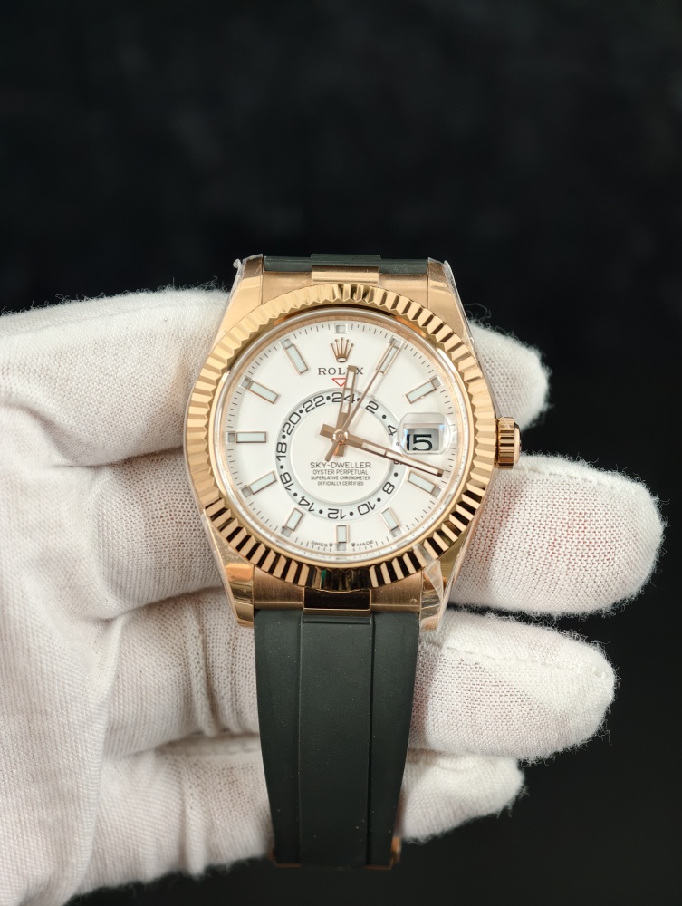 3B Weighted Sky-Dweller Rose Gold White Dial | 42mm | 186g | Super Clone 9002 Annual Calendar Movement