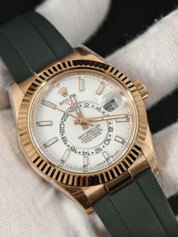 3B Weighted Sky-Dweller Rose Gold White Dial | 42mm | 186g | Super Clone 9002 Annual Calendar Movement