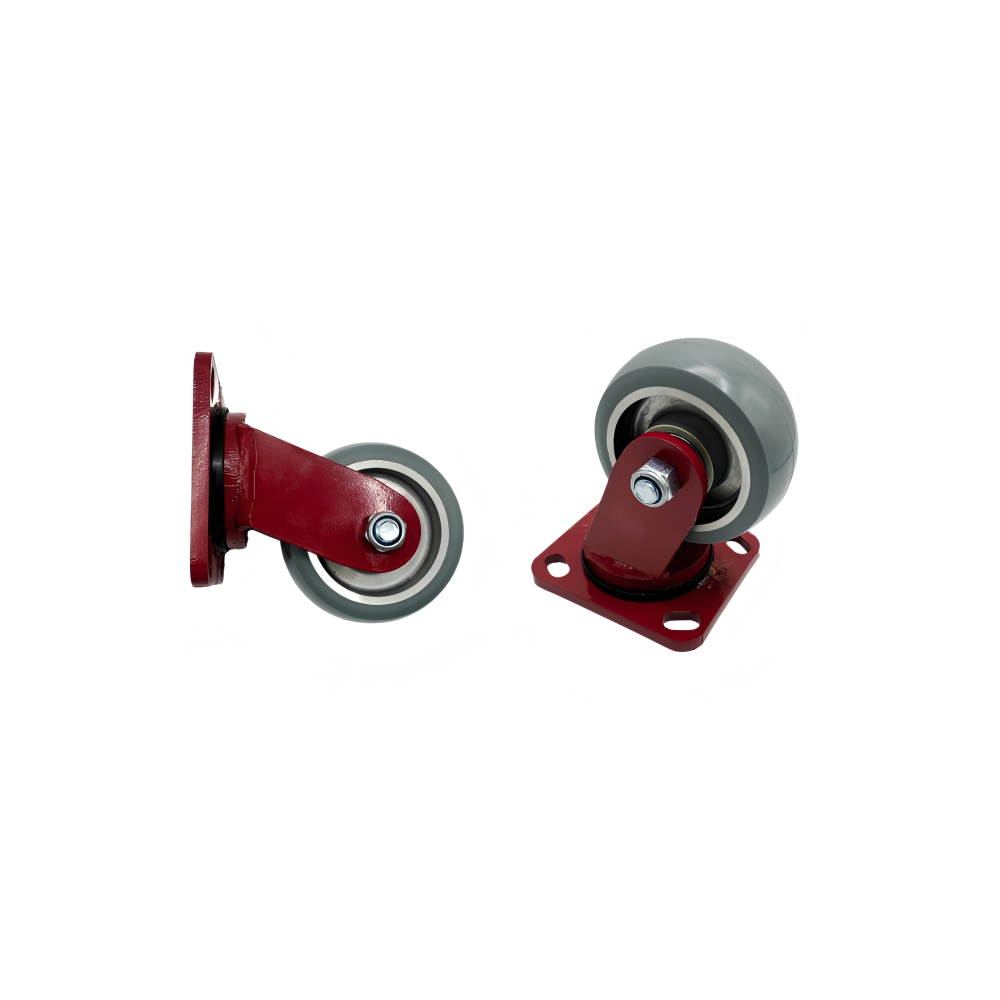 Chassis Swivel Caster (Gray, High-Elasticity MDI PU, Die-Cast Aluminum)