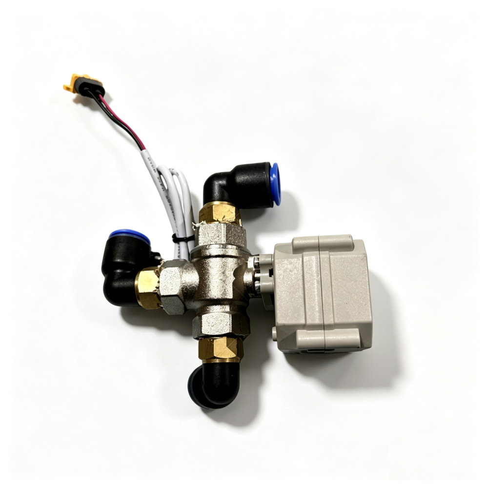 Three-Way Electric Ball Valve Assembly (with Connector & Fitting)