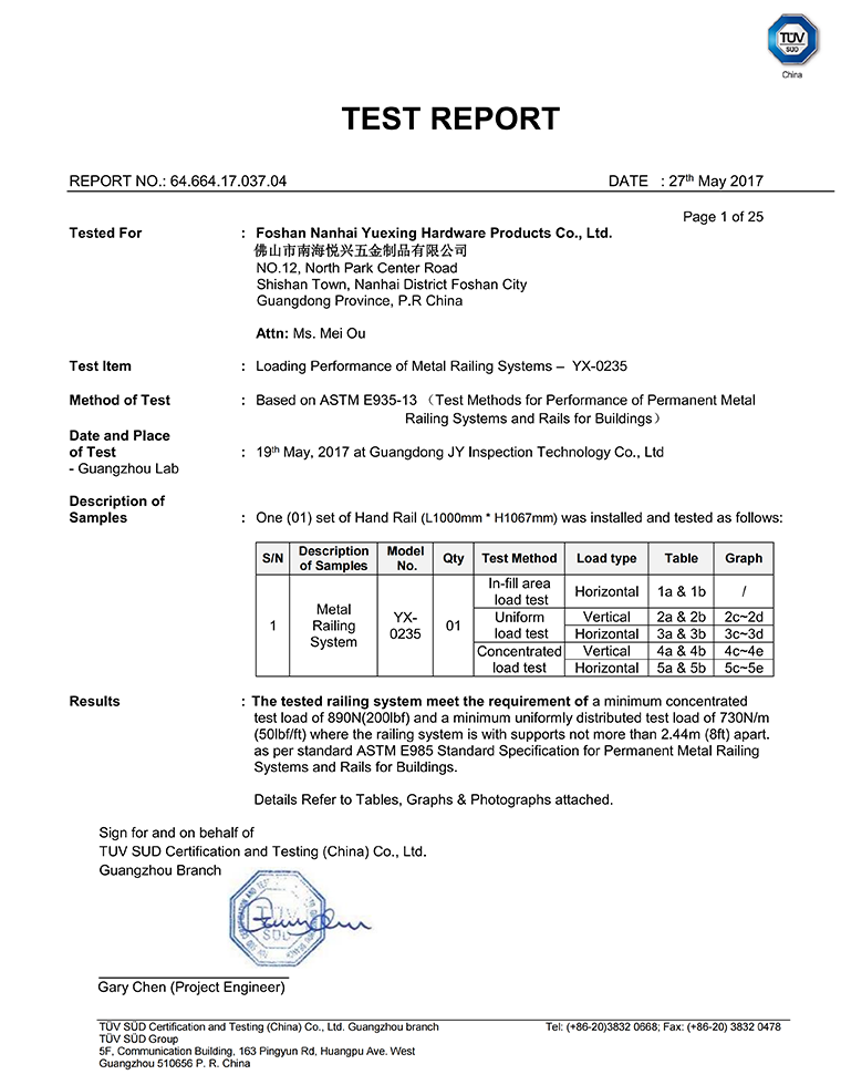Test report certificate 01