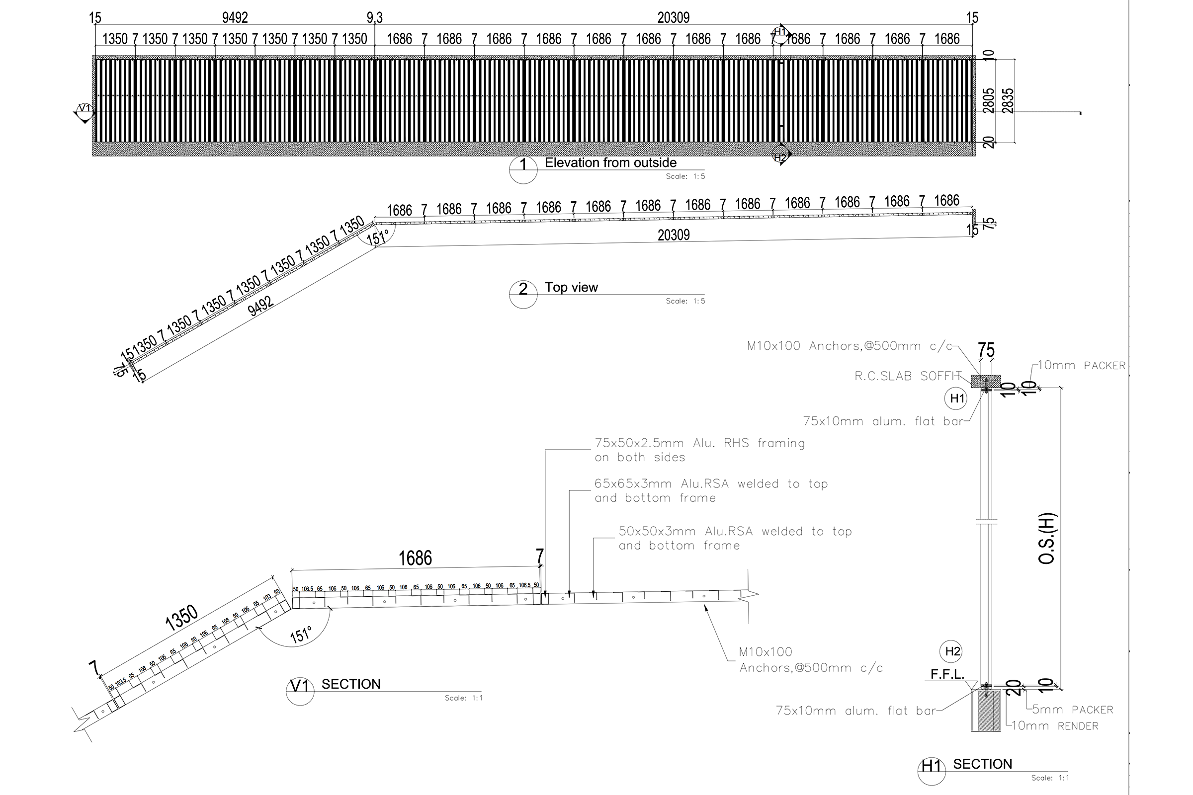 Aluminum Fence engineering drawing