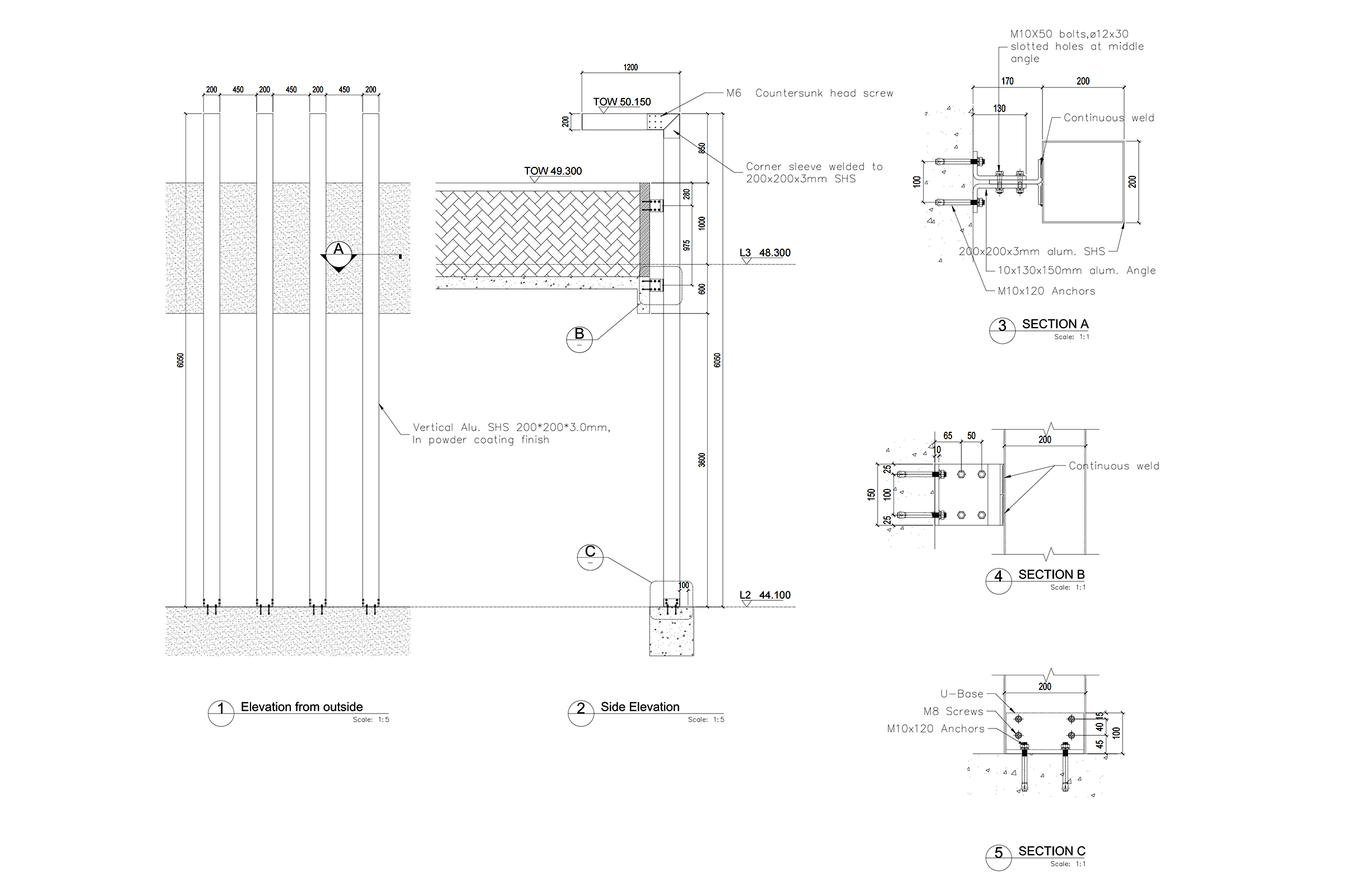 Facade Screen Type A engineering drawing