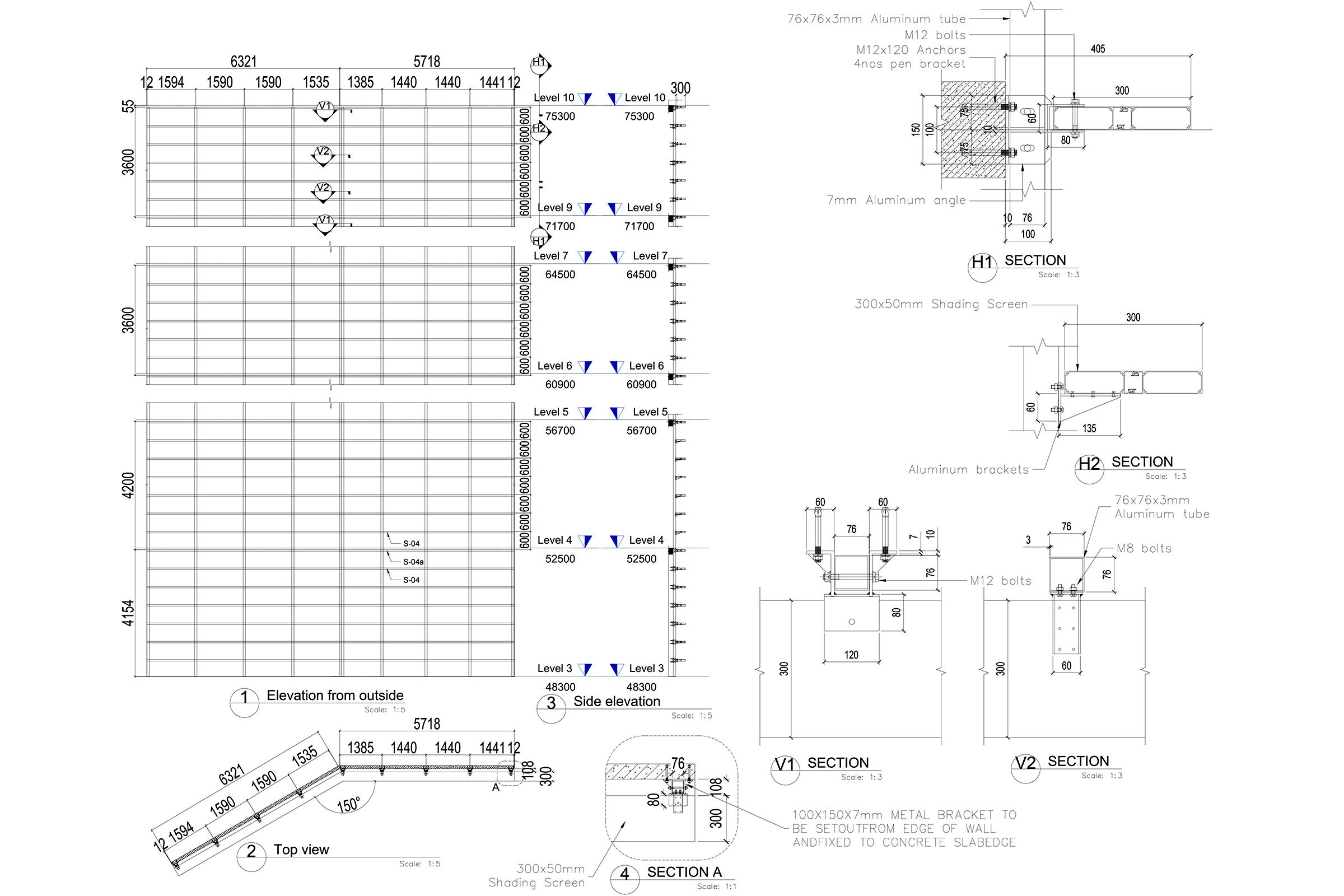 Facade Screen Type B engineering drawing