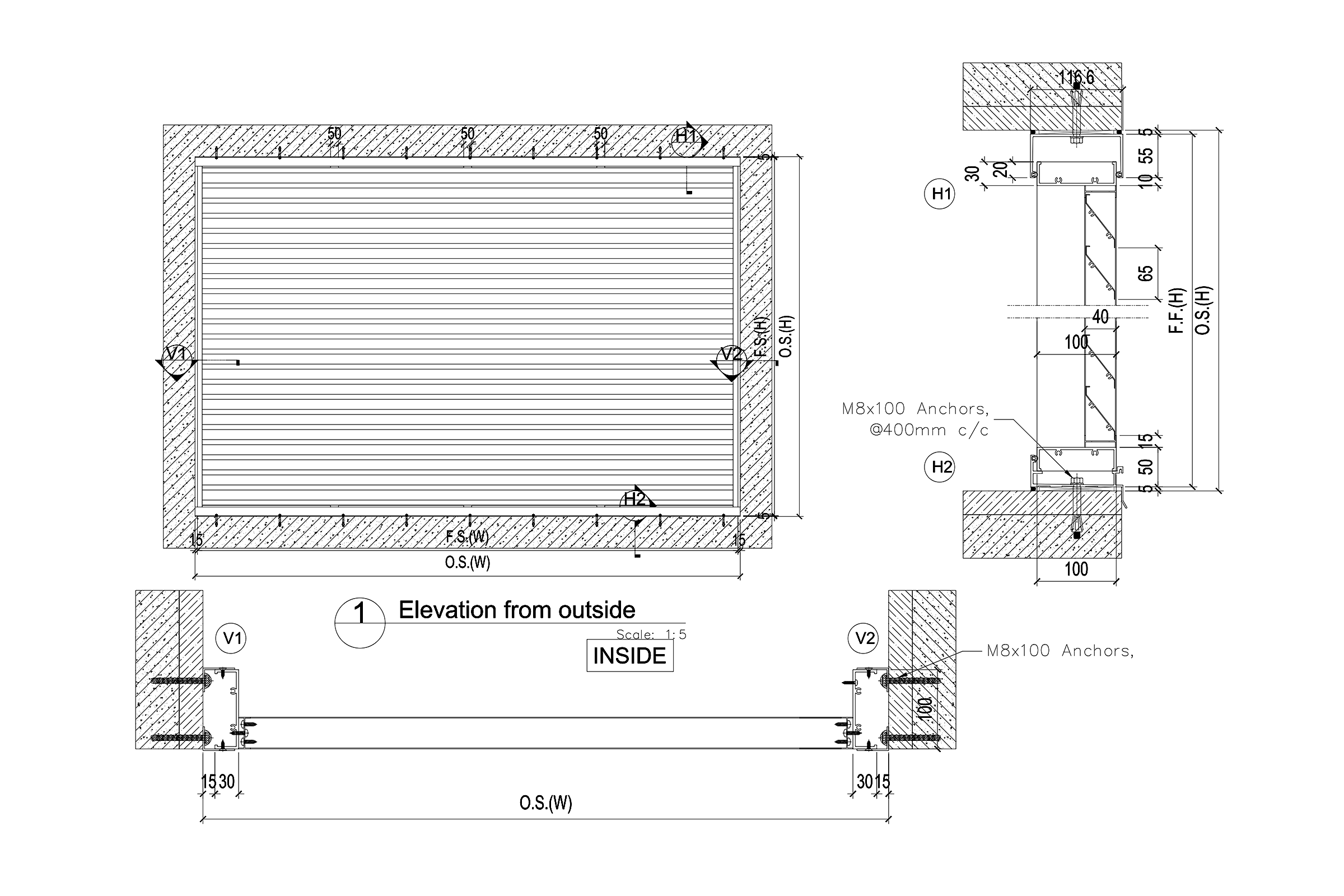 Louver Window engineering drawing