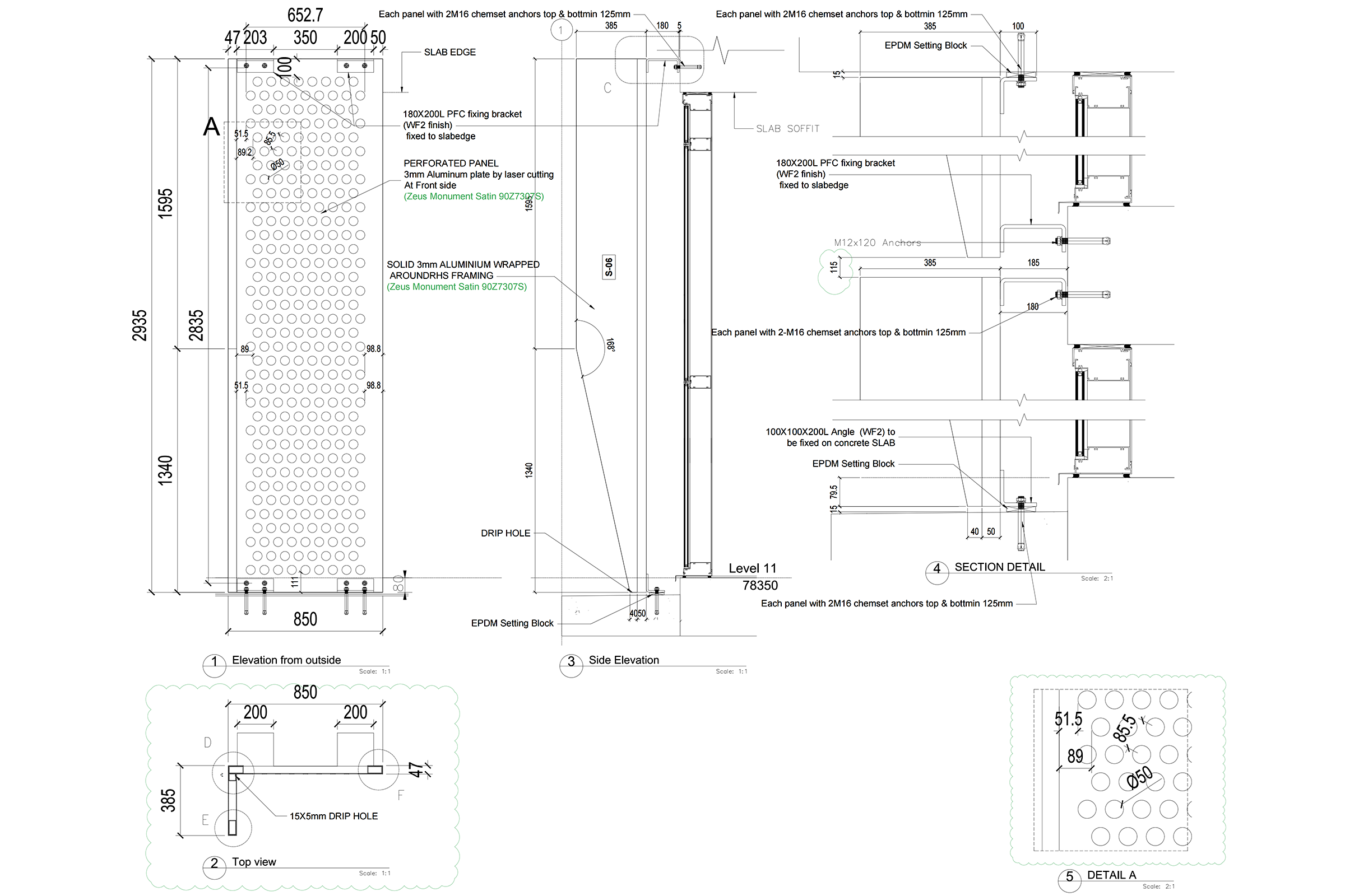Perforated Panel Screen engineering drawing