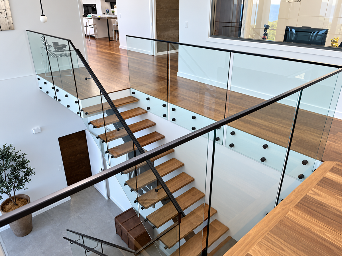 Standoff glass railing detail