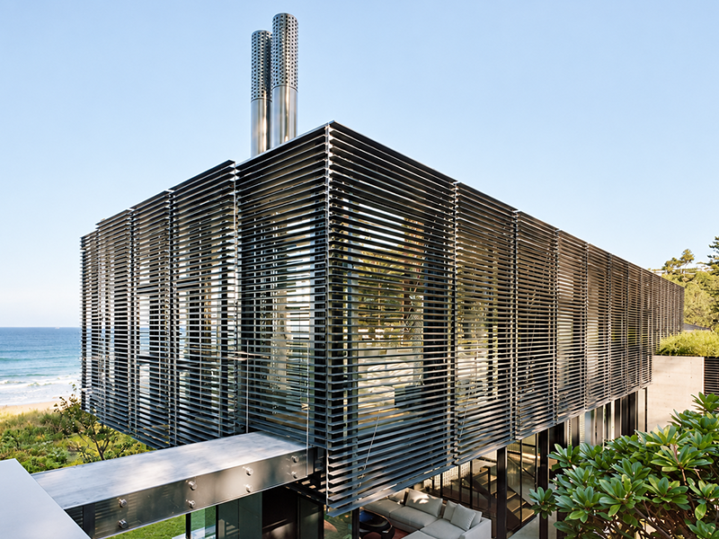 Horizontal external architectural aluminium louvre screen concept