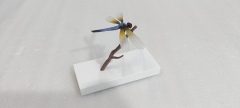Dragonfly Sculpture Metal Pen Holder with Engraved Wood Base | Custom Souvenir for Singapore Metro Project,Dandong Maoyang International Trading Co., Ltd.,Custom Dragonfly Metal Pen Holder Commemorative Gift