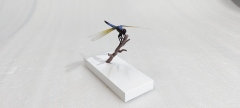 Dragonfly Sculpture Metal Pen Holder with Engraved Wood Base | Custom Souvenir for Singapore Metro Project,Dandong Maoyang International Trading Co., Ltd.,Custom Dragonfly Metal Pen Holder Commemorative Gift