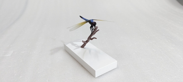 Dragonfly Sculpture Metal Pen Holder with Engraved Wood Base | Custom Souvenir for Singapore Metro Project,Dandong Maoyang International Trading Co., Ltd.,Custom Dragonfly Metal Pen Holder Commemorative Gift