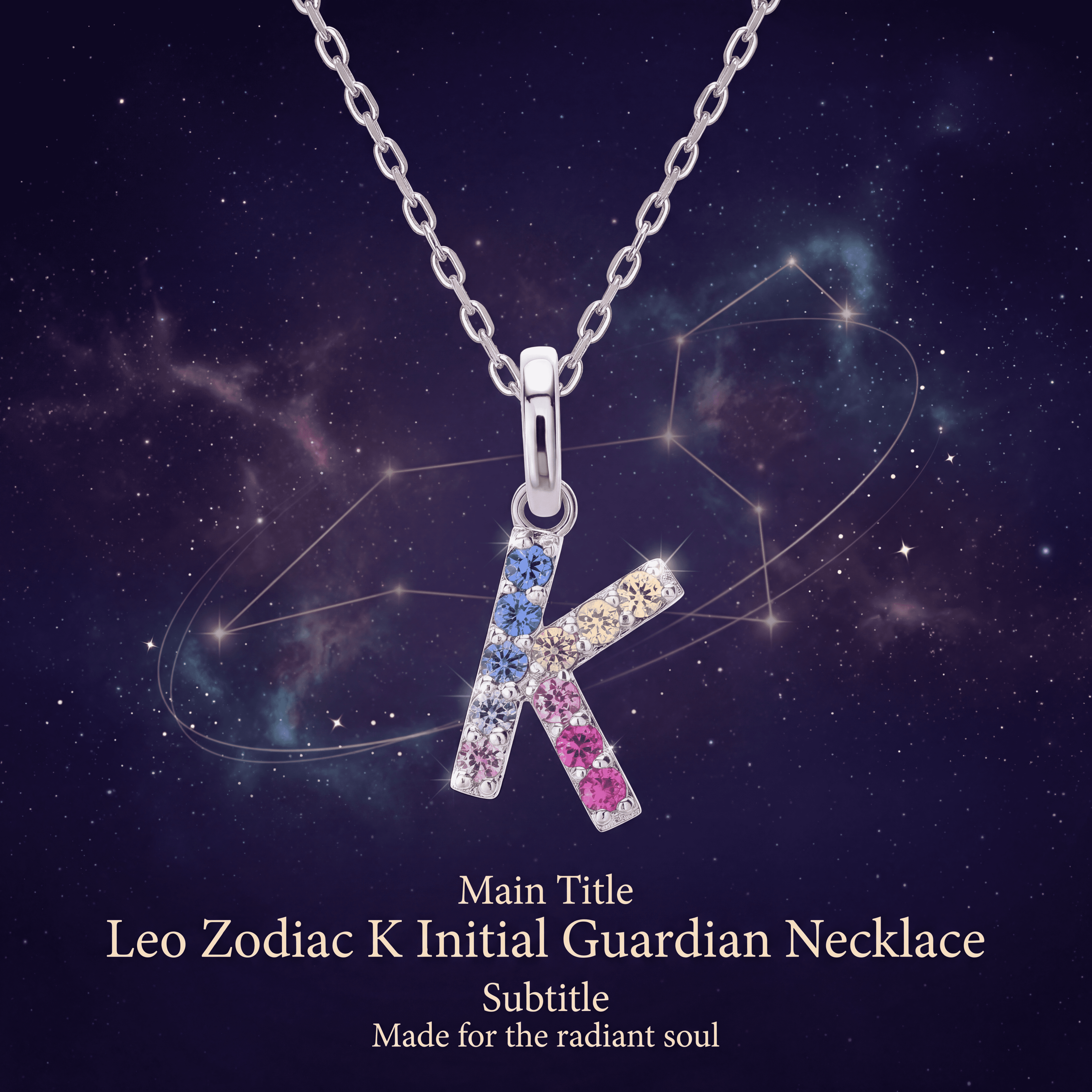 K Letter Zodiac Necklace - YourRoyal Key to the Leo Kingdom