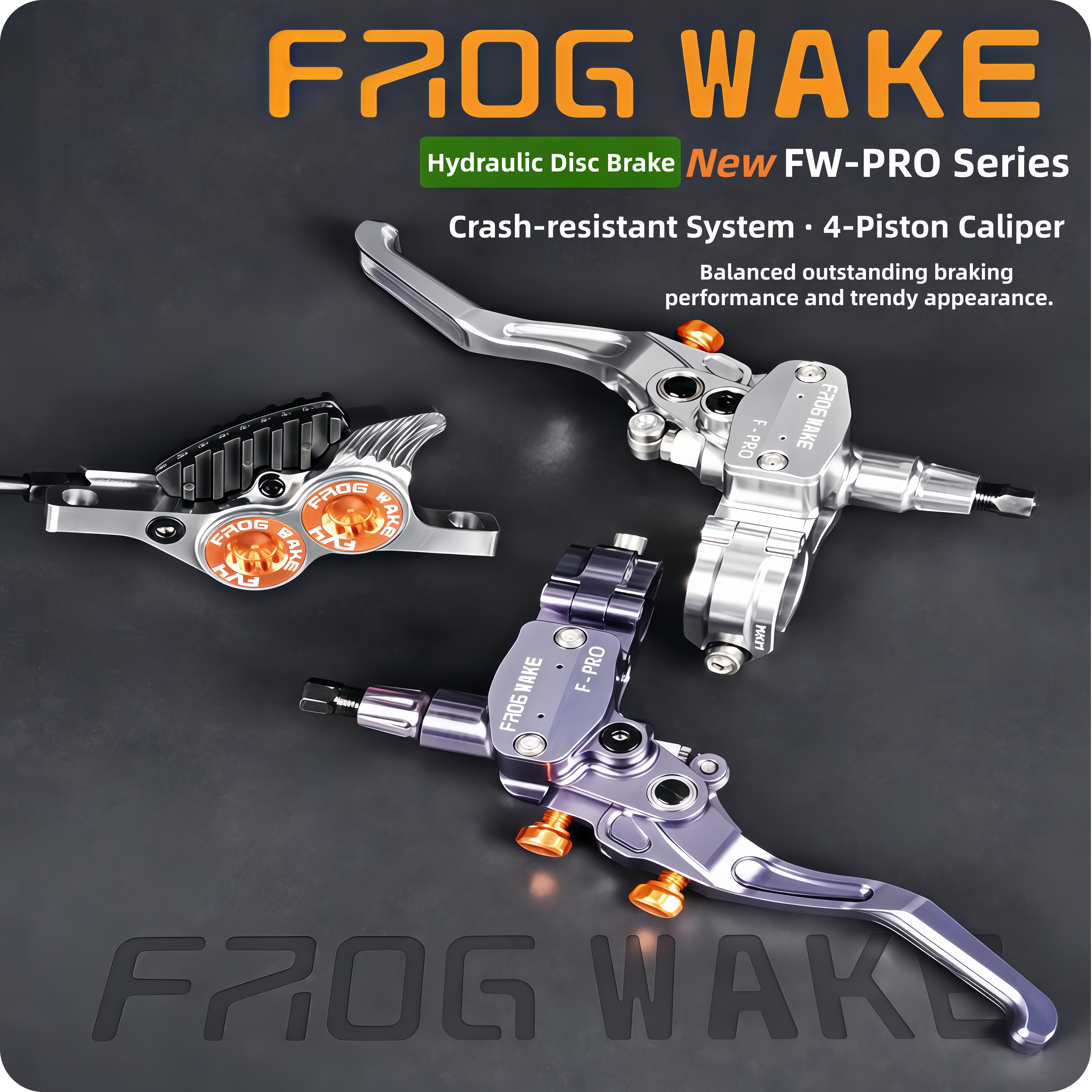 FROG WAKE FW-PRO 4-Piston Hydraulic Disc Brake, Upgrade for Sur-Ron Light Bee DH Downhill Enduro Mountain Bike,FROG WAKE  Brake,FROG WAKE FW-PRO 4-Piston Hydraulic Disc Brake, Upgrade for Sur-Ron Light Bee DH Downhill Enduro Mountain Bike