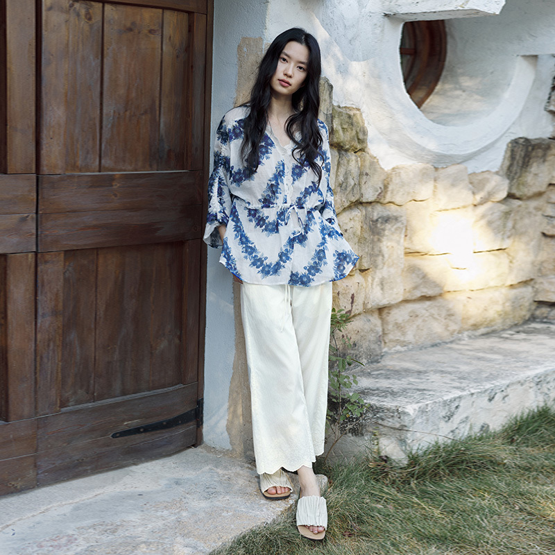 ‌Loungewear‌  Embroidered eight-point pants
