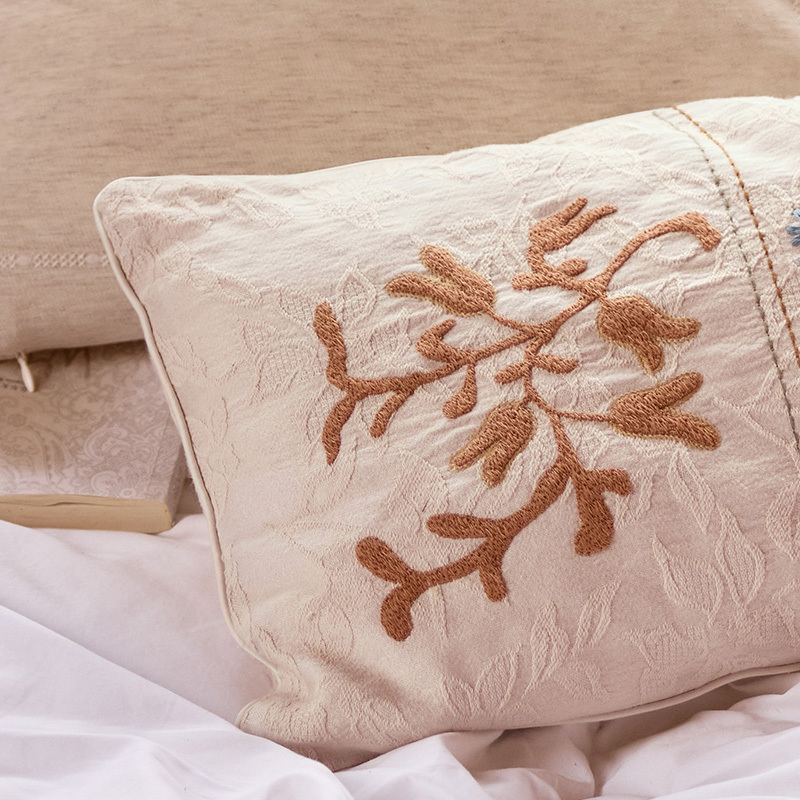 Embroidered‌ rectangle throw pillow‌