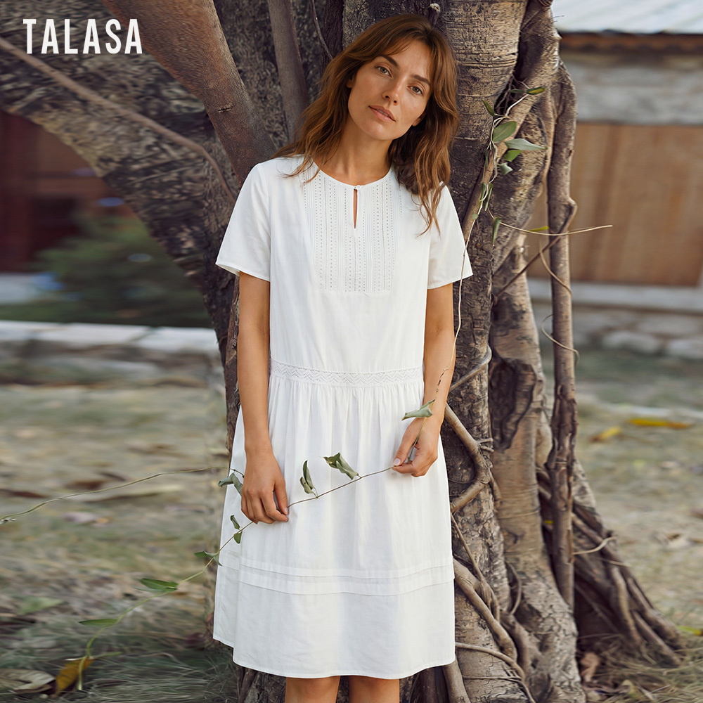 Pajama dress with patchwork design