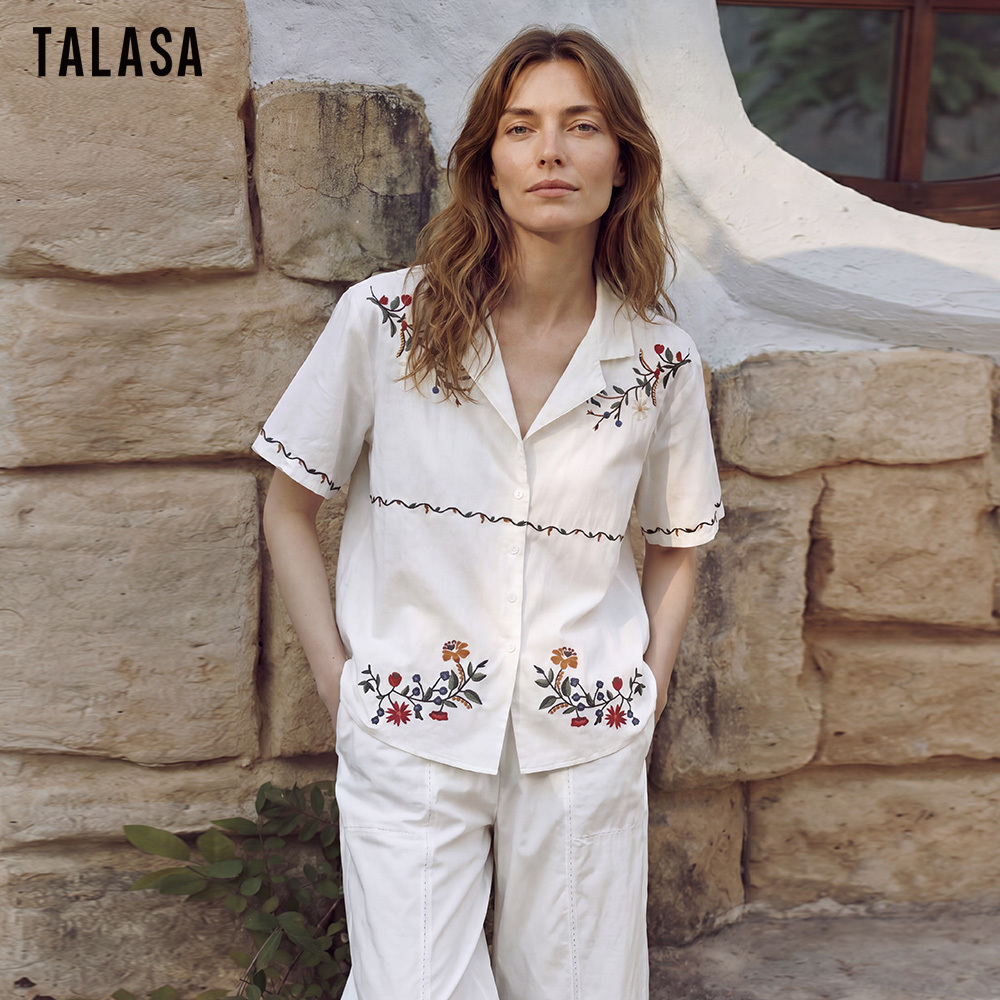 Embroidered pajama set