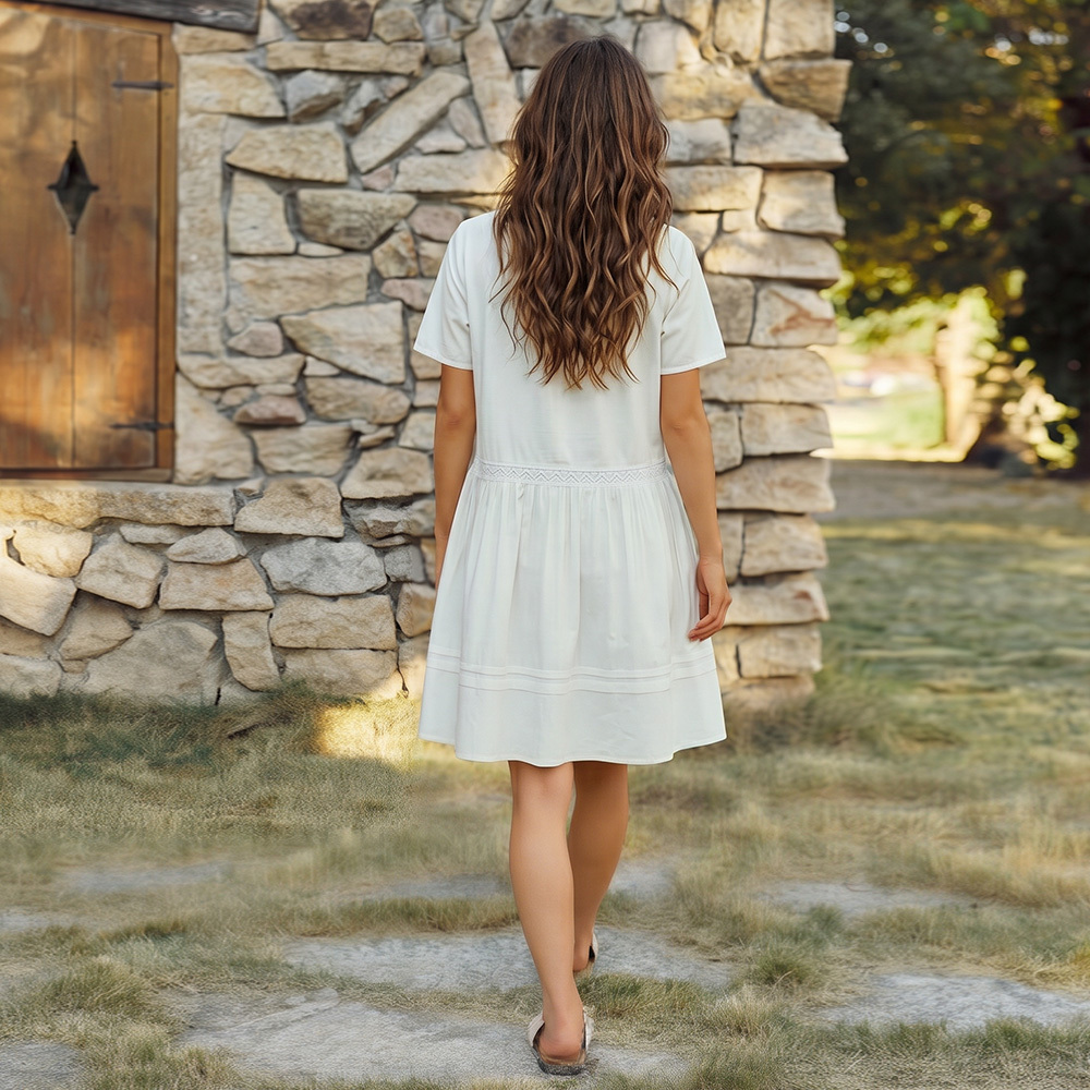 Pajama dress with patchwork design
