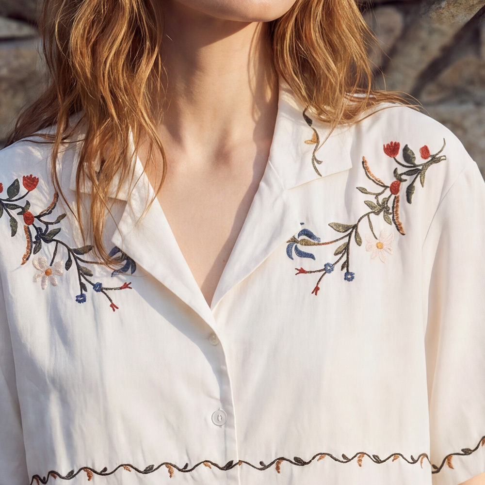 Embroidered pajama set