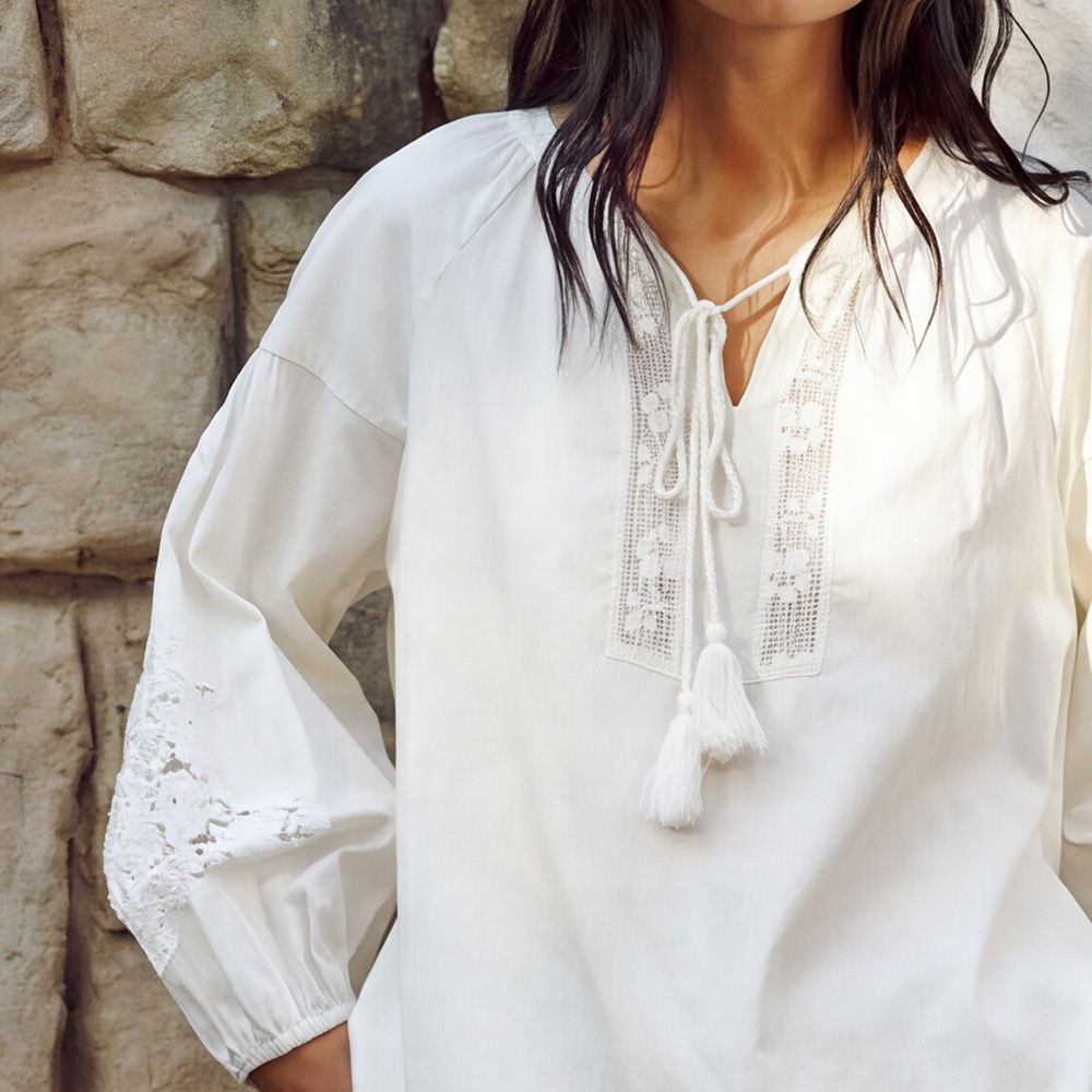 ‌Loungewear designs shirt with white lace