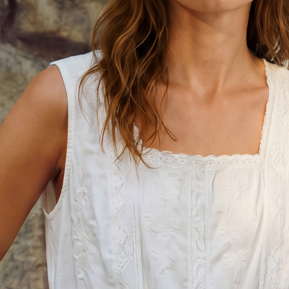 Embroidered Pajama Top