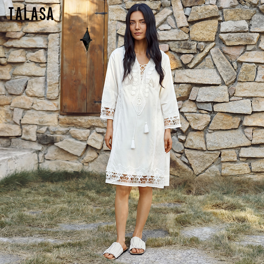 Nightgown trimmed with white lace