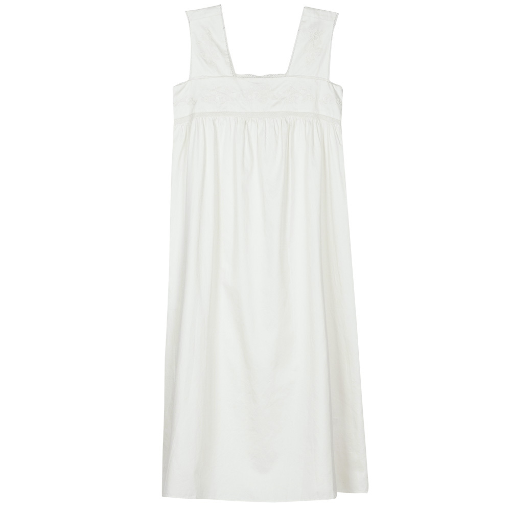 Strapless embroidered night dress with thick straps