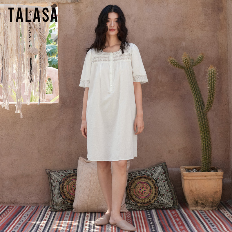 100% cotton nightgown trimmed with white lace
